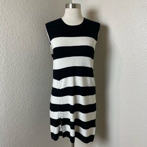 Banana Republic Black & Ivory Striped Zipper Sleeveless Sweater Dress
